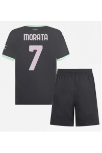 Fotbalové Dres AC Milan Alvaro Morata #7 Dětské Třetí Oblečení 2024-25 Krátký Rukáv (+ trenýrky)